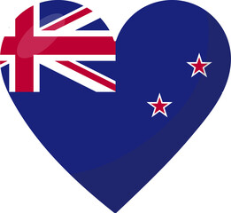 New Zealand flag heart 3D style.