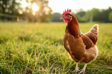 Fototapeta premium a chicken on a farm