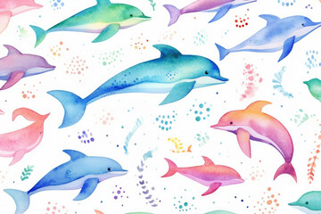 Blue ocean nature animal seamless underwater pattern wildlife sea water background wallpaper fish illustration
