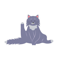 Cute funny cat. Fat pet animal. Cartoon character. Flat vector illustration.