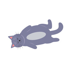Cute funny cat. Fat pet animal. Cartoon character. Flat vector illustration.