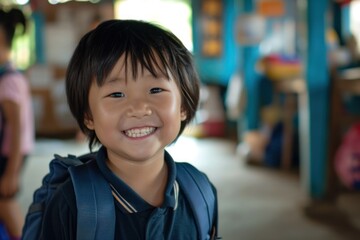 A little Asian schoolboy