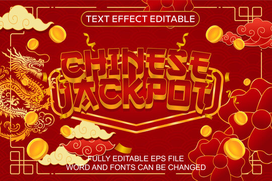 3D TEXT EFFECT CHINESE JACKPOT VECTOR EDITABLE