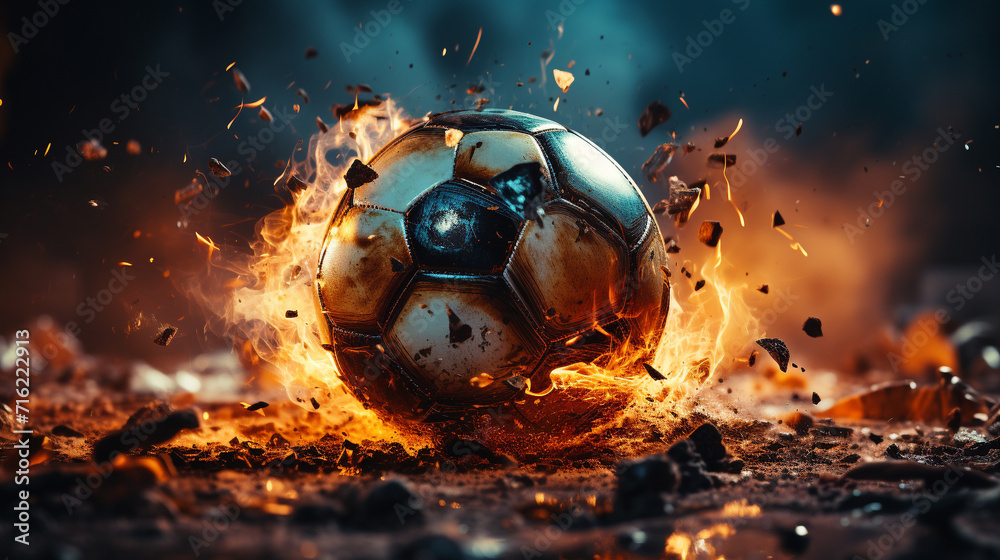 Wall mural burning ball