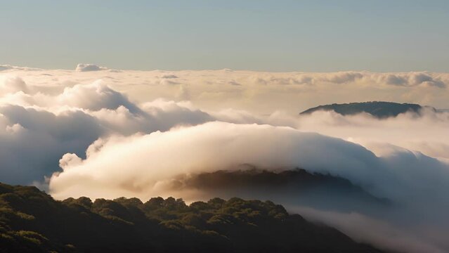An incredible closeup of an anvil cloud shrouded in a foggy haze, gently drifting away.