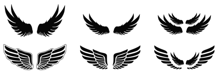 Fotobehang Wings Vector  icon set. Wings for heraldry, tattoos, logos. © Mubashir