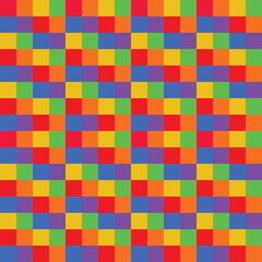 Abstract geometric colorful pattern for background, Pride month, rainbow, LGBTQ, gingham cloth, squares grid, tablecloth.