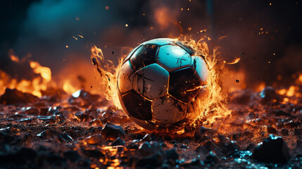 soccer ball in fire