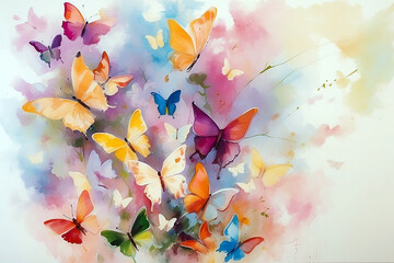 Colorful Watercolor Impressionist Butterflies