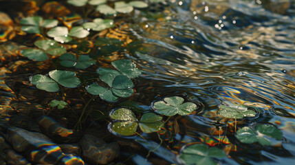 Close up view of beautiful waterlilies floating on serene body of water. Perfect for nature enthusiasts and those looking for peaceful atmosphere