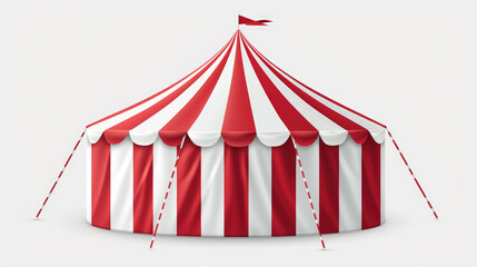 Red and White Circus Tent with Flag