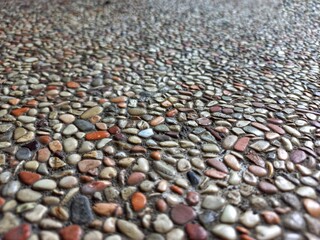 Floor with colourful pebble stone texture decorative.