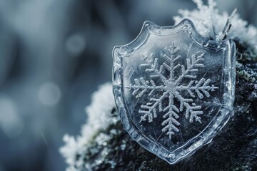 Fototapeta premium snowflake shield-shaped piece of ice