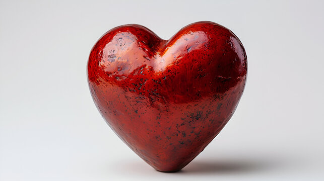 Photo of a heart model-shaped object on an isolated white background, copy space, generative ai