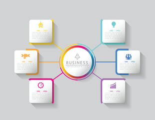 Vector infographic business presentation template connected with 6 options
