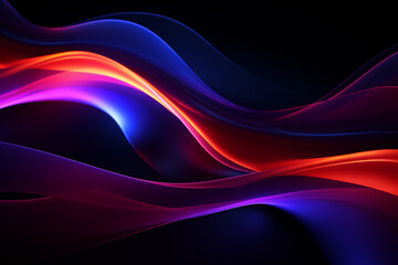 Fototapeta premium Dark abstract neon wave background created with Generative AI