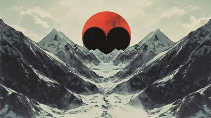 Snowy mountains surrounded by symmetry