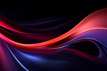 Dark abstract neon wave background created with Generative AI