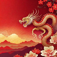 Serpentine Dragon in Floral Bliss - Chinese New Year