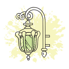 Vintage wall Lamp hand drawing illustration vector