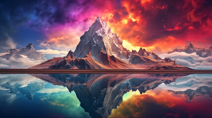 imagine Colorful Mountain Range cliff - obrazy, fototapety, plakaty