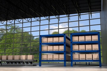 AI manufacture Box product Object for manufacturing industry technology Product export and import of future For Products, food, cosmetics, apparel warehouse mechanical future technology 2024 3D RENDER