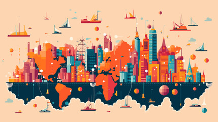 World wide business concept image. Vector illustration.