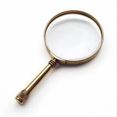 Vintage Brass Magnifying Glass Isolated on White High-Resolution Stock Photo