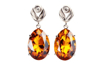 Radiant Amber Earring Isolated On Transparent Background
