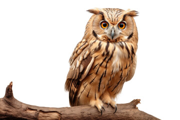 Beautiful Owl on a Branch Isolated On Transparent Background