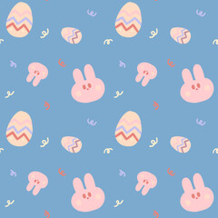 easter egg with rabbit seamless parttern. Pattern for textiles, wrapping paper, wallpapers, backgrounds