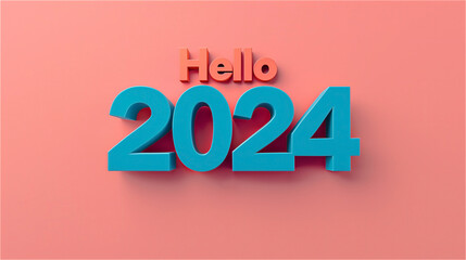 Minimalist 2024 Greeting with Coral and Teal Contrast
