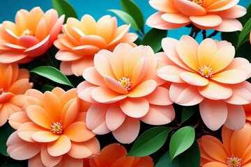 Flowers peach color wallpaper illustration green background