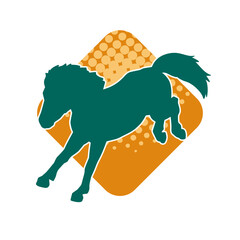 Silhouette of a horse running. Silhouette of a running stallion. 