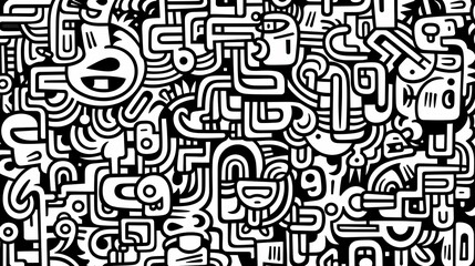 Funny doodle seamless pattern, artistic background