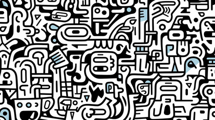 Funny doodle seamless pattern, artistic background