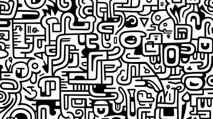 Funny doodle seamless pattern, artistic background