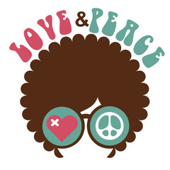 Love and peace vector symbol. Design for t-shirt print, poster, banner, sticker