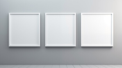 Modern Gallery Interior with Trio of Blank Frames Mockup
