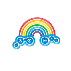 ainbow with cloud balloon shaped art scribbles