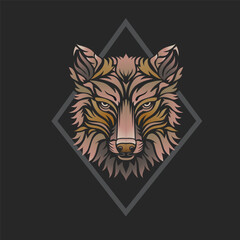 colorful Wild Wolf head symbol
