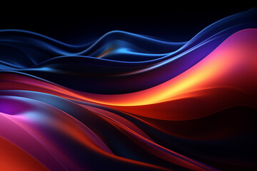 Fototapeta premium Dark abstract neon wave background created with Generative AI