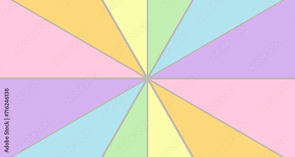 Poster Background of pastel rainbow bursts or rainbow bursts. Pastel ray stripes. 