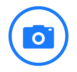 シンプルな青色のカメラアイコン