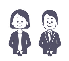 スーツ姿 男 女 笑顔　シンプル