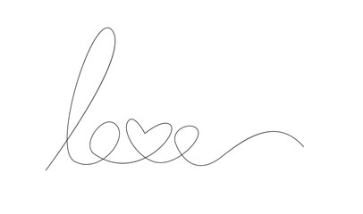 Hearth love continuous line hand writing illustration template
