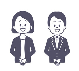 スーツ姿 男 女 笑顔　シンプル
