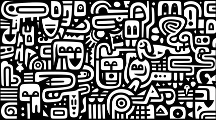 Funny doodle seamless pattern, artistic background
