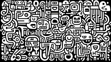 Funny doodle seamless pattern, artistic background