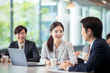 Obraz premium Group of Chinese people working at the office